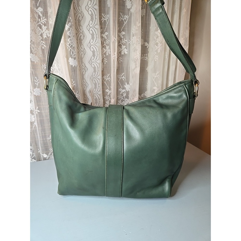 Vintage COACH Forest Green Leather, XL Studio Shoulder Tote Bag, 4081 90s USA - Picture 6 of 15